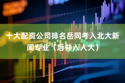 十大配资公司排名岳同考入北大新闻专业（后并入人大）